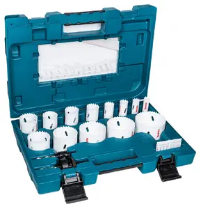 Hole saw set Makita D-63993, 16 pcs, for drill, for aluminium/plastic/steel/wood, includes 2 adapters