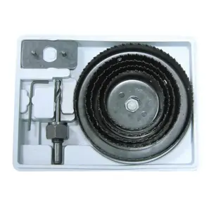 Hole saw set MEGA 8-piece for wood, sizes 64–127 mm, model 26408