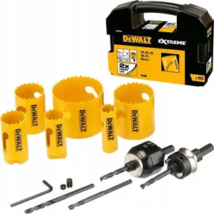 Hole Saw Set DeWalt DT90358-QZ — 10-piece bimetal hole saws 20, 25, 32, 38, 51, 64 mm with accessories