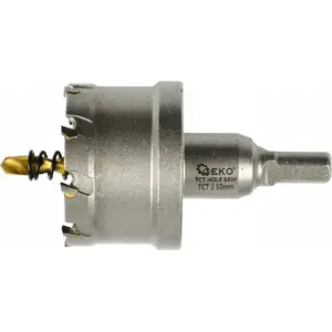 Hole Saw for Metal GEKO G39689 — 50 mm Carbide-Tipped with Titanium Drill Bit