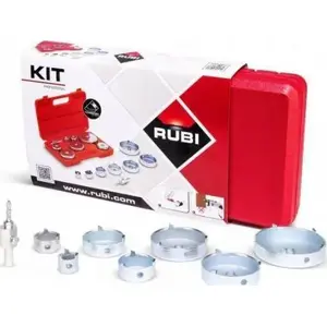 Diamond core bit set RUBI model 04995 — sintered alloy cores 27, 35, 45, 55, 65, 70, 85 mm