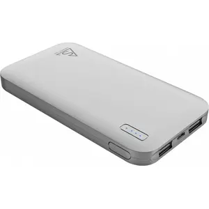 Power bank Holdit 10000 mAh, portatīvs akumulators, sudraba