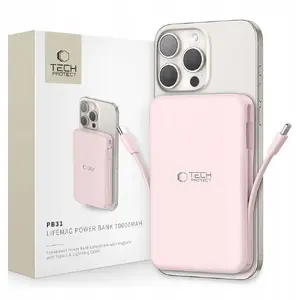 Power bank Tech-Protect PB31 LifeMag MagSafe 10000 mAh — wireless charging, USB-C input/output, portable pink