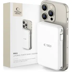 Power bank Tech-Protect PB31 LIFEMAG MagSafe 10000 mAh — portable battery charger, white