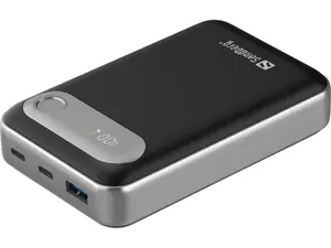 Power bank SANDBERG Travel Powerbank 20000 PD35W — 20000 mAh, LiPo, 2× USB‑C, 1× USB‑A, 35W PD
