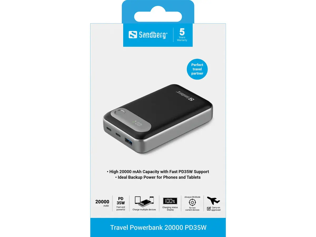 SANDBERG Travel Powerbank 20000 PD35W Photo 3