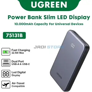 Power bank UGREEN PB507 10000mAh 20W PD USB + USB-C (gray)