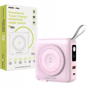 Powerbank and Travel Charger MOBILE ORIGIN PBT-03L-PNK with Lightning/USB-C cable, MagSafe and Apple Watch/iPhone compatibility, pink