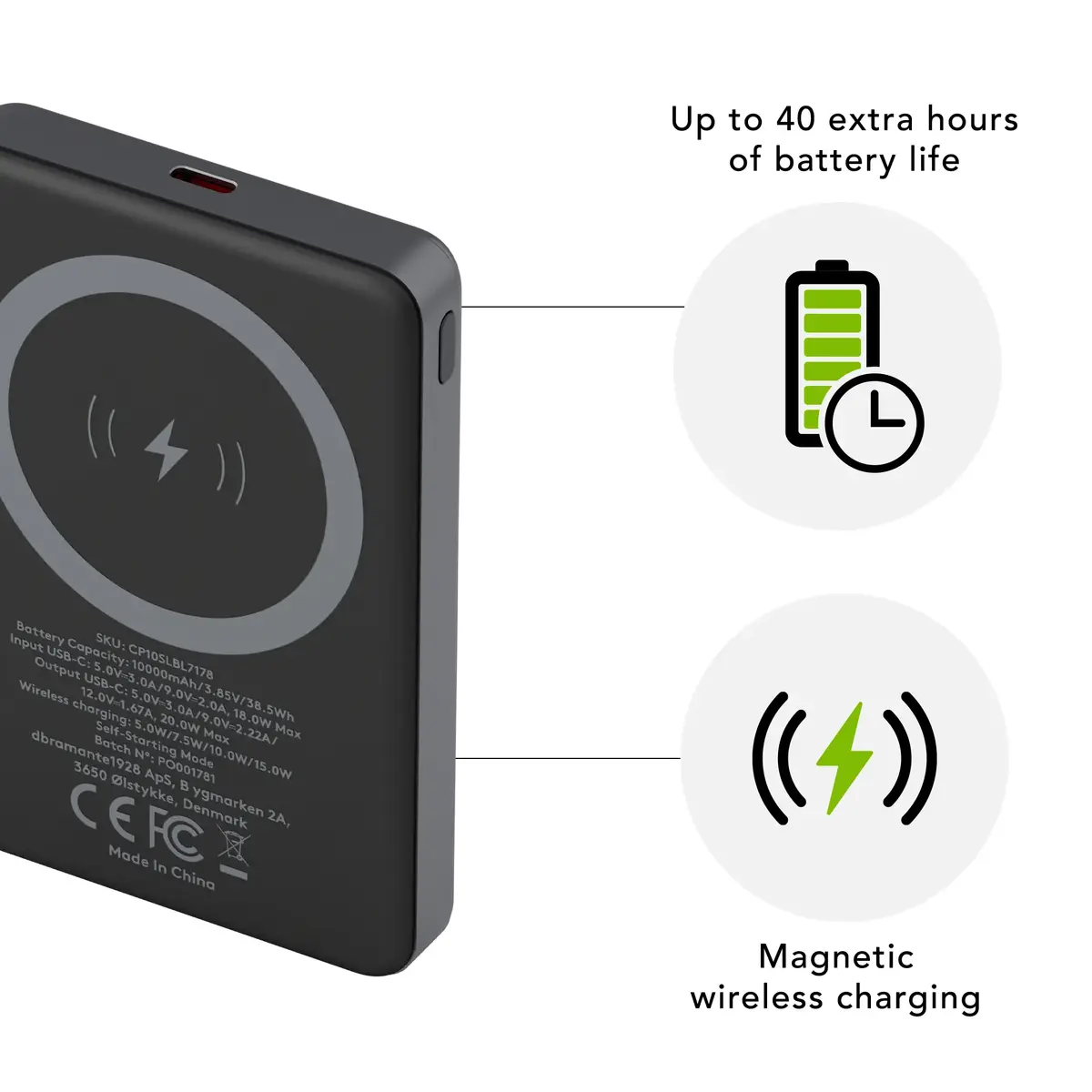 d bramante re-charge Power Bank 10 000 mAh bezvadu Photo 3