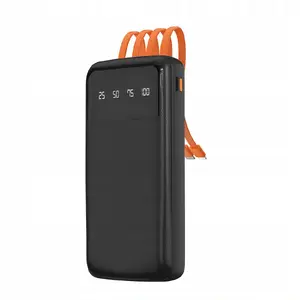 Power bank Dudao K6Pro 10000mAh with built-in USB, USB-C and Lightning cables, black