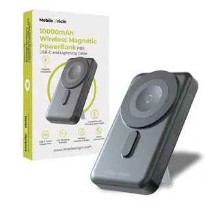 Barošanas banka MOBILE ORIGIN Mobile Origin Wireless Magnetic PowerBank 10000mAh ar USB‑C un Lightning kabeli PB11