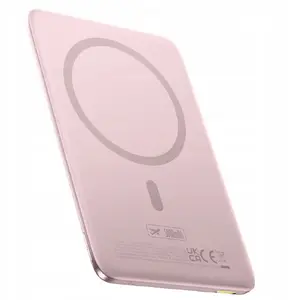Power bank Baseus PicoGo AM41 5000mAh 20W Ultra-slim compatible with MagSafe with integrated 30 cm Baseus Simple USB-C 60W cable — pink