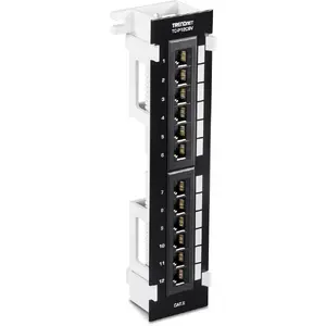 Patch panel Triton Trendnet TC-P12C6V, 12‑port RJ-45 Cat6, SPCC, black, 57×253×49 mm