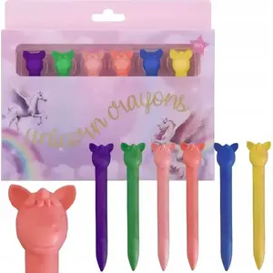 Wax Crayons TEKA Unicorn — set of 6 colors, washable wax sticks for drawing and coloring