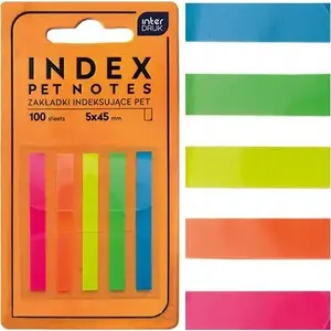 Interdruk PET notes neon index tabs 45 mm — 100 pcs