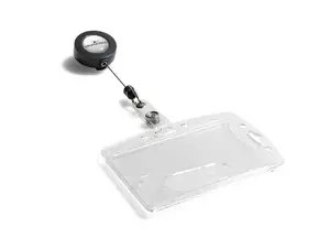 Acrylic badge holder Staples Durable 8012 — transparent, 8.5×5.4 cm, landscape/portrait, pack of 10