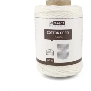 Cotton cord D.Rect 1.8 mm, 50 m — white