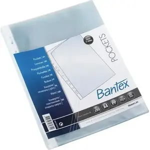 Folder sleeve Bantex model 400102572, transparent polypropylene pocket 0.09 mm, top and long-side opening
