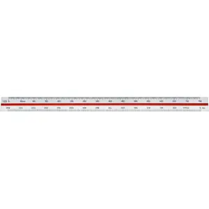 Trīsstūra mēroga lineāls Linex 313 — mērogi 1:2,5 1:5 1:10 1:20 1:50 1:100
