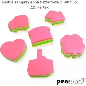 Self-adhesive shaped notes Penword ZI-40 KSZTAŁTOWA FLUO 225 sheets
