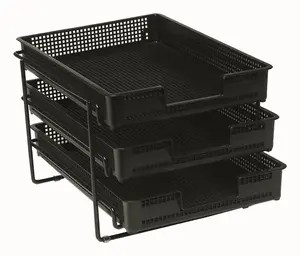 Desk tray/organizer Bantex 100400366 — A4 polypropylene (PP) with metal, black, 265×395×230 mm