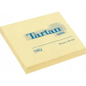 Self-adhesive note block Tartan 76×76 mm, 12 pads of 100 sheets, yellow