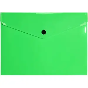 Plastic envelope folder Biurfol A5 with snap fastener, neon PP, reusable document sleeve