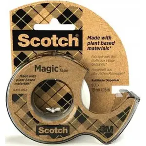 Biroja līmlente Scotch 3M Magic Greener Choice 19 mm x 15 m, matēta, 1 ruļļa ar dozatoru