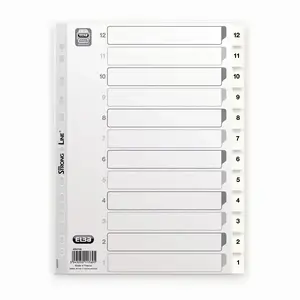 Numeric index tabs Hamelin Elba 400021040 — polypropylene dividers, A4 225×297 mm, blue/grey/white