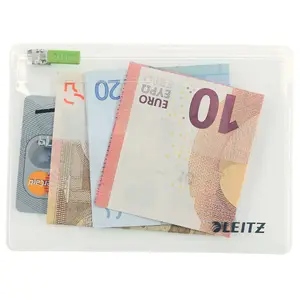 Document pouch LEITZ Traveller Zip Pocket XS Complete, transparent PVC, 95×130 mm