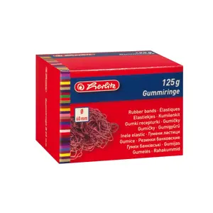Elastic rubber band HERLITZ 8859456 — red, standard loop for office and school use
