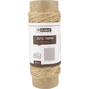 Twine D.Rect jute cord 1.2 mm × 10 m, natural fiber crafting and packaging twine