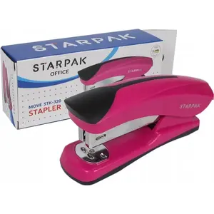 Степлер STARPAK STK-320 для скоб 24/6 и 26/6, вместимость 20 листов, розовый