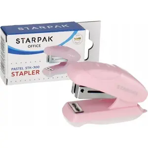 Степлер STARPAK STK ZSZ38, настольный для скоб 24/6 и 26/6, упаковка STK300, пастельно-розовый
