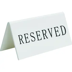 Akrila plāksnīte RESERVED, Securit TN-RES-EN-WT — ciets balts akrils, 5 gab. iep.