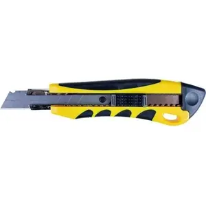 Utility Knife office products Professional with rubber handle, lock — yellow-black