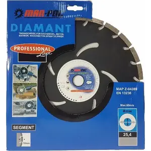 Griešanas disks MAR-POL 350 x 25,4 x 10 mm dimanta segmentēts, melns (M08738)