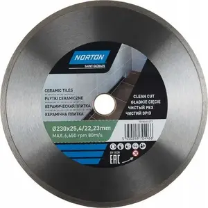 Алмазный отрезной диск для керамики Norton Clipper 230 x 22,2 мм (диск для плитки)