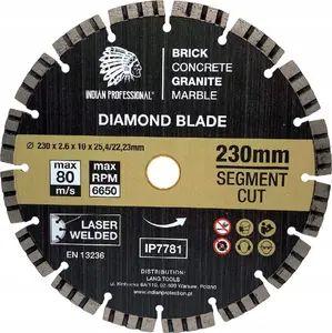 Diamond Cutting Disc 230 mm, INDIAN PROFESSIONAL IP7781 — Segment Turbo Cut
