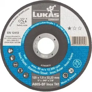 Отрезной круг Rottluff TARCZA PŁASKA T1A 115×1.0×22 A60S-BF INOX — 115 мм, толщина 1,0 мм, посадочный 22 мм