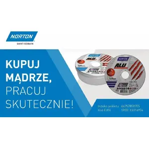 Griešanas disks NORTON 125 mm x 1,0 mm x 22,23 mm, 20 gab. — metālam/alumīnijam