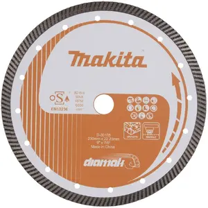 Алмазный отрезной круг 230×22,23 мм сегментный, Makita D-80195 — сухая/мокрая резка бетона и камня