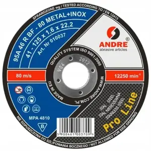 Griešanas disks metālam Andre 125 x 1,6 mm PRO LINE 95A46R