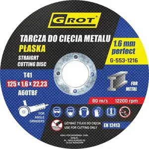 Griešanas disks Grot Tarcza Płaska T1a 125x1.6x22, komplekts 10 gab.