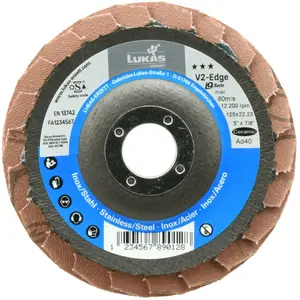 Abrasive Flap Disc 125 mm, Lukas Erzett, model A67491250401466, P40 ceramic, V2 EDGE