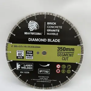 Diamond Cutting Disc 350 mm, INDIAN PROFESSIONAL, model IP7782, turbo segment for concrete and stone