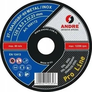 Slīpēšanas disks metālam Andre 125 x 6.0 mm Metal/Inox Pro Line 95A30QBF