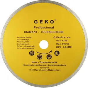 Алмазный отрезной диск GEKO 250 мм, посадочный 25.4 мм, сплошной (GEKO PROFI)