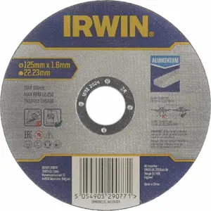 Cutting Disc for Aluminium Irwin 125 mm x 1.6 mm x 22.23 mm