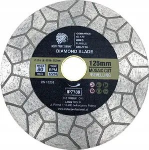 Dimanta griešanas disks 125 mm x 2,0 mm x 22,2 mm, INDIAN PROFESSIONAL, Mosaic Cut